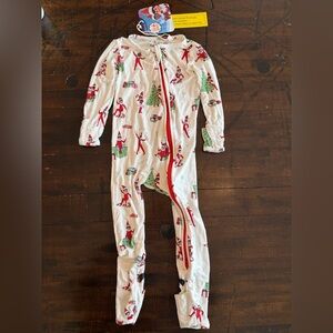 NWT Size 18-24 Months Bellabu Bear Elf on the Shelf Bamboo Convertible Footie
